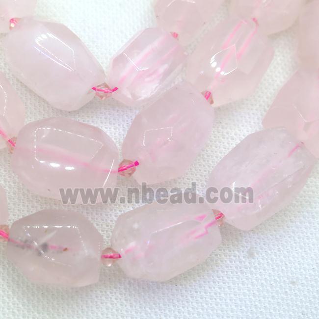 Rose Quartz nugget beads, faceted freeform