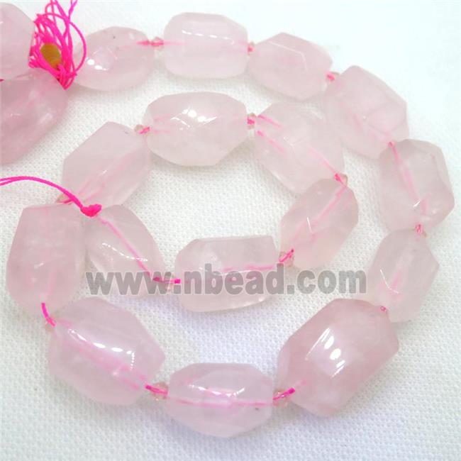 Rose Quartz nugget beads, faceted freeform