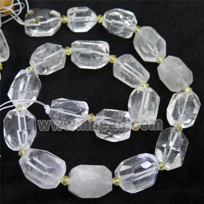 Clear Quartz nugget beads, faceted freeform