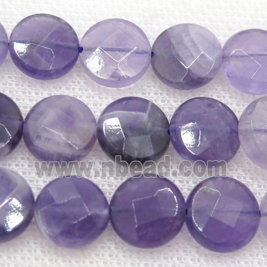 purple Amethyst beads, faceted circle