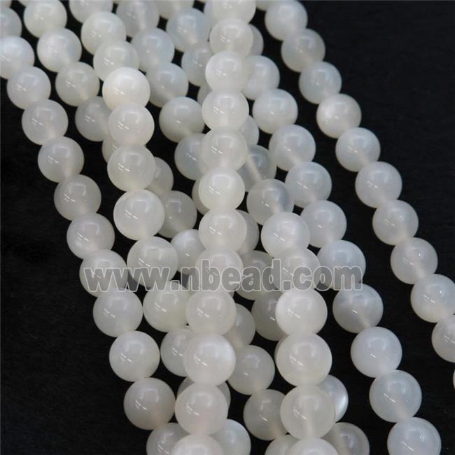 white MoonStone Beads, round