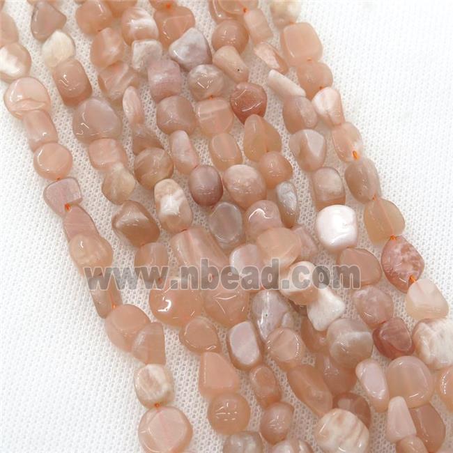 peach SunStone chip beads