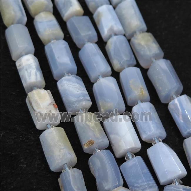 Blue Lace Agate beads, faceted tube