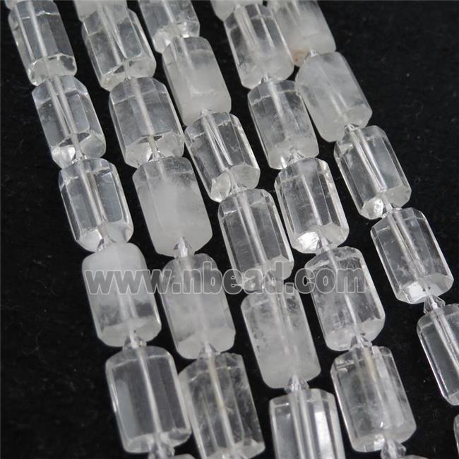 Clear Quartz Beads, faceted tube