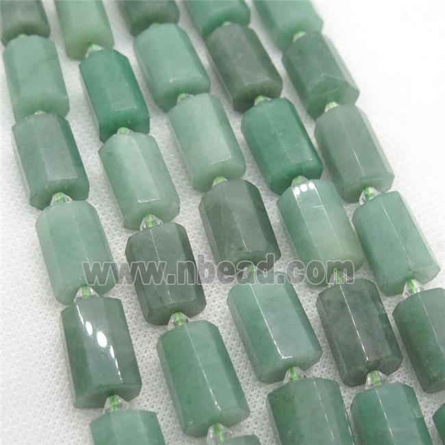 green Aventurine beads, faceted tube