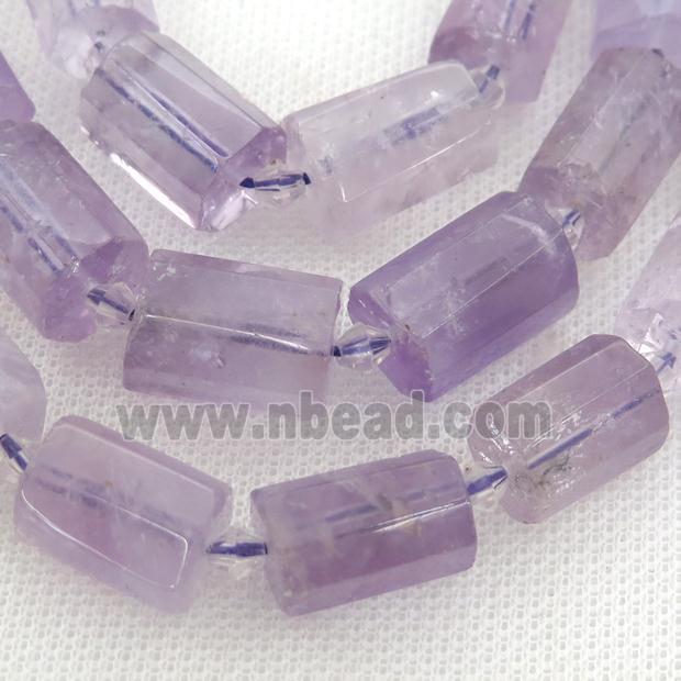 lt.purple Amethyst beads, faceted tube