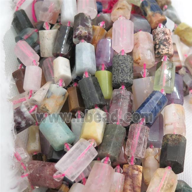 mix Gemstone beads, faceted tube