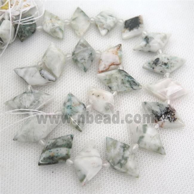 green Tree Agate rhombic beads