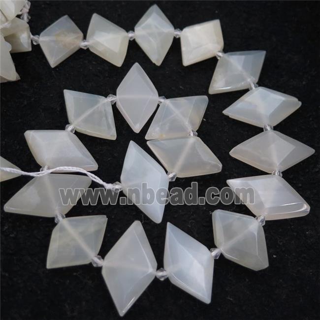 white MoonStone rhombic beads, A-grade