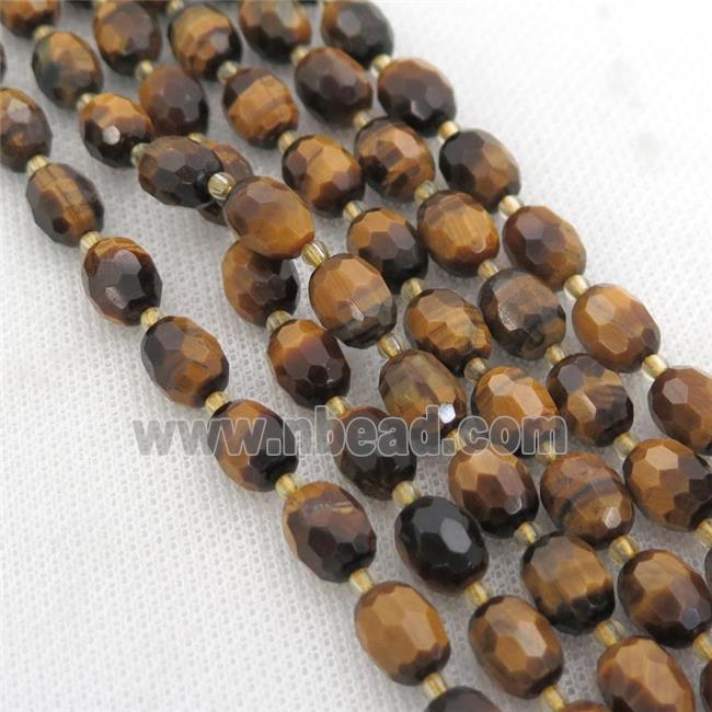 Tiger eye stone beads, faceted barrel