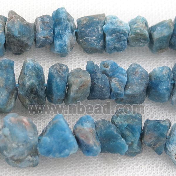 raw blue Apatite chip beads, freeform