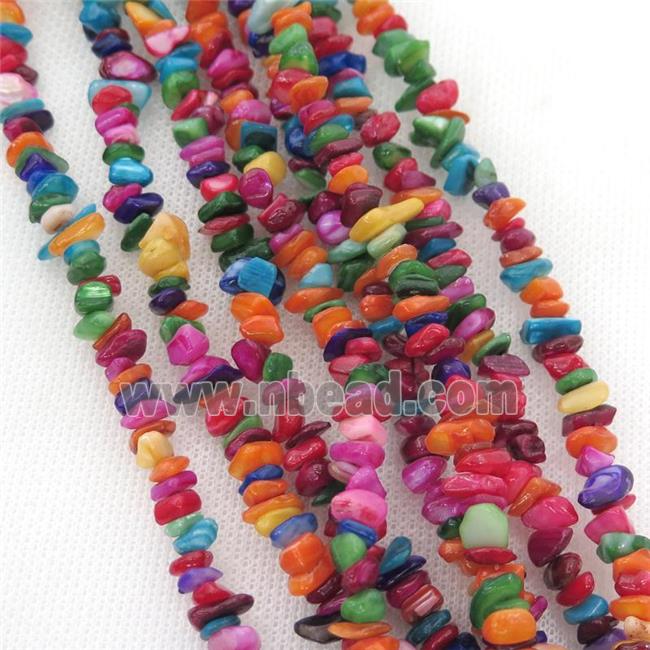 shell chip beads, dye, mix color