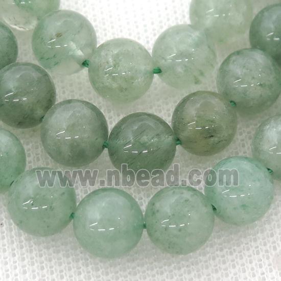 green Strawberry Quartz Beads, round