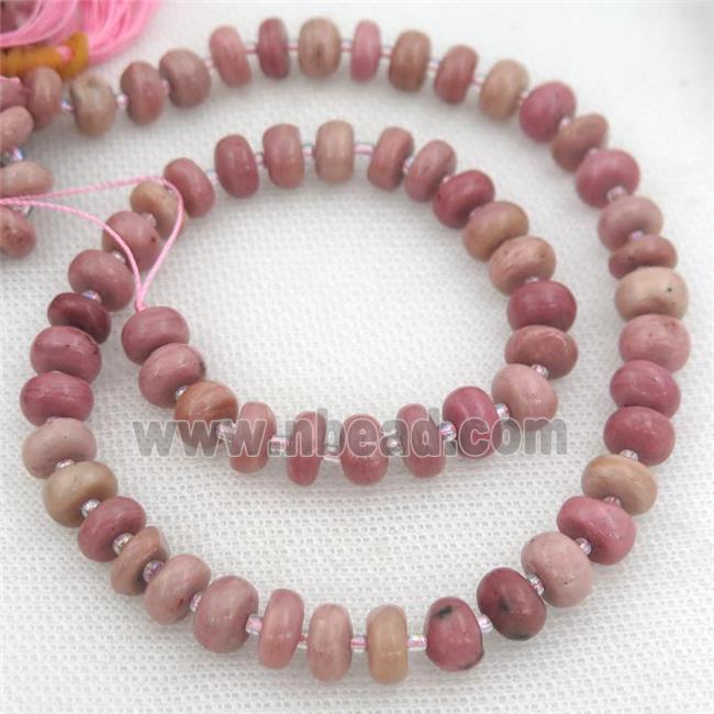 pink wooden jasper rondelle beads