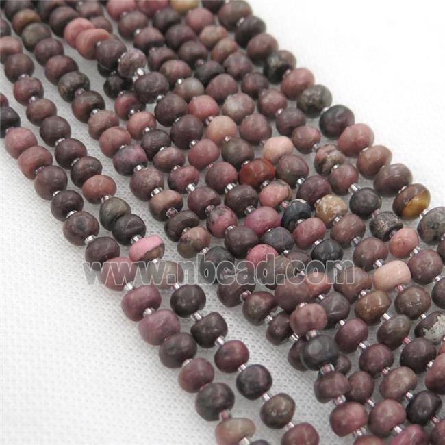 Rhodonite rondelle beads