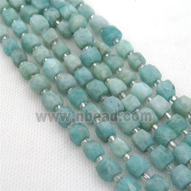 green Amazonite Beads, faceted cube