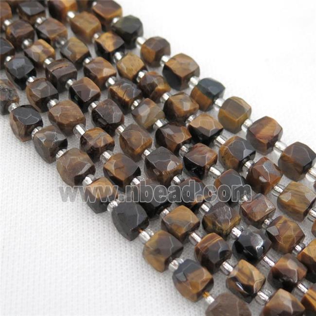 Tiger eye stone Beads, faceted cube