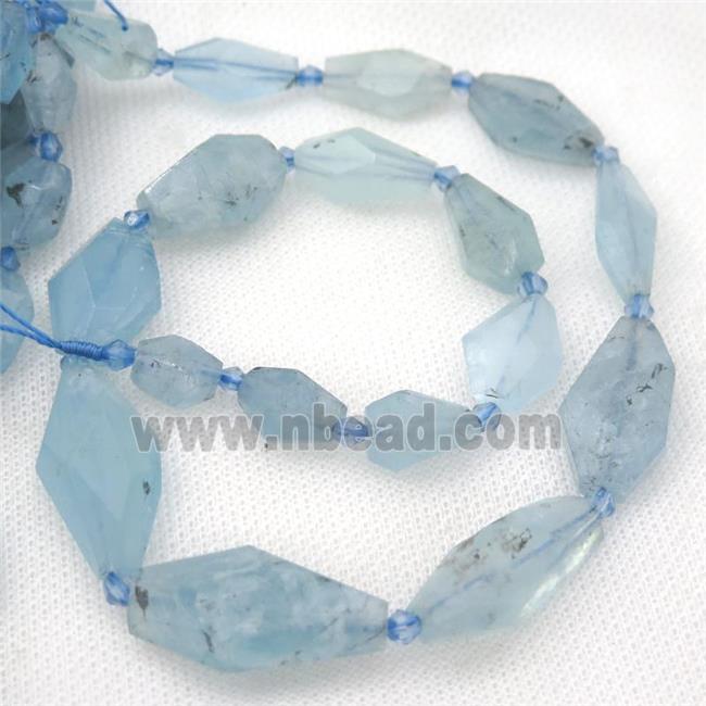 blue Aquamarine Beads, freeform