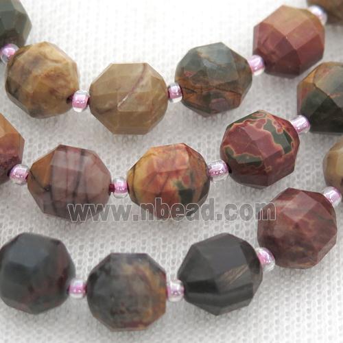 red Picasso Jasper bullet beads