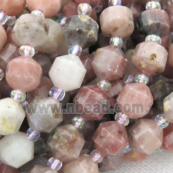 pink plum blossom Jasper bullet beads