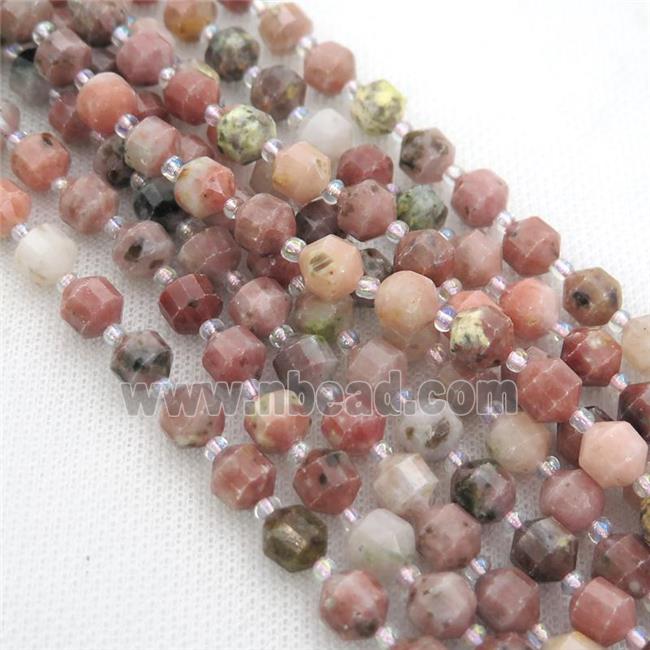 pink plum blossom Jasper bullet beads