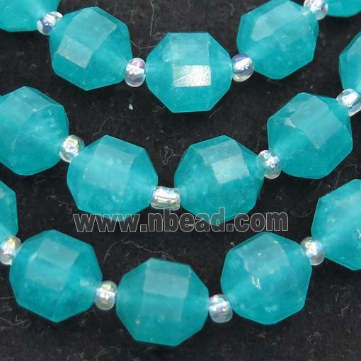 Amazonite bullet beads, green treated