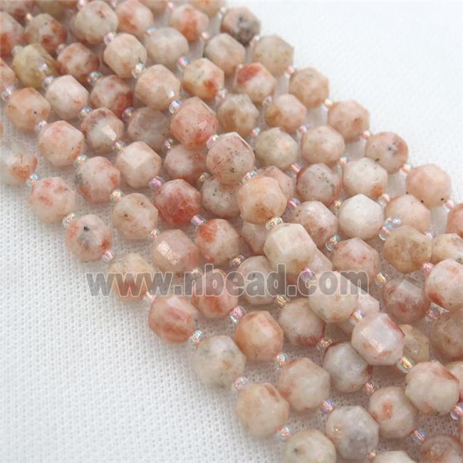 gold spot SunStone bullet beads