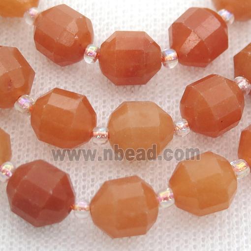 red Aventurine bullet beads