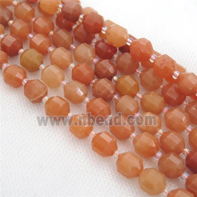 red Aventurine bullet beads