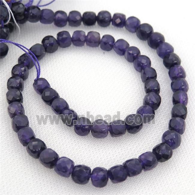 purple Amethyst Beads, faceted cube