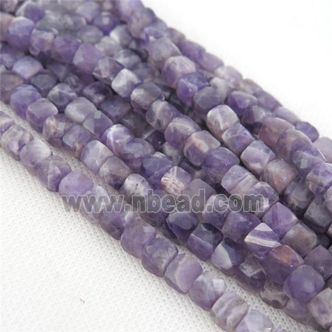 dogteeth Amethyst Beads, faceted cube