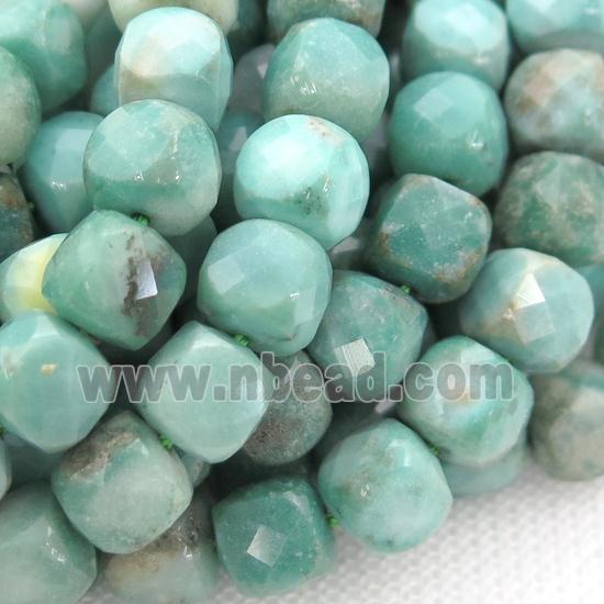 green Grass Agate Beads, faceted cube