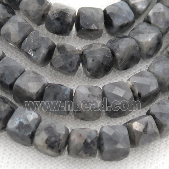 black larvikite Labradorite Beads, faceted cube