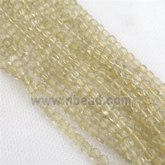 Lemon Quartz Beads, faceted cube