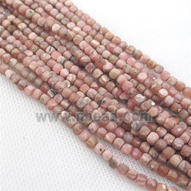 pink Rhodochrosite Beads, faceted cube