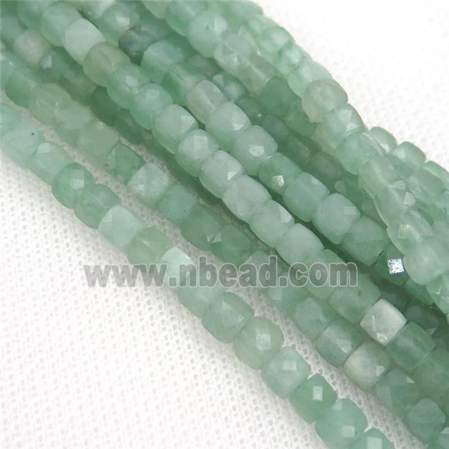 green Aventurine Beads, faceted cube