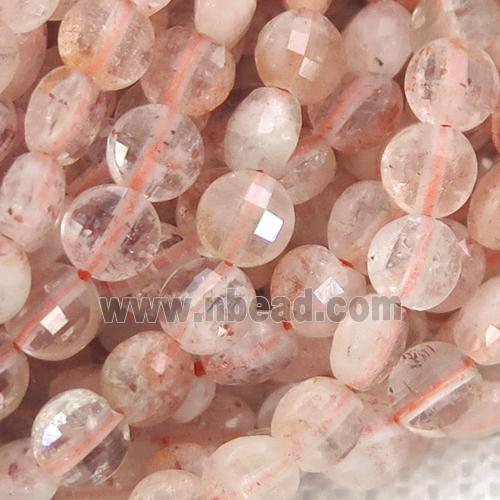 gold spot SunStone Beads, faceted coin