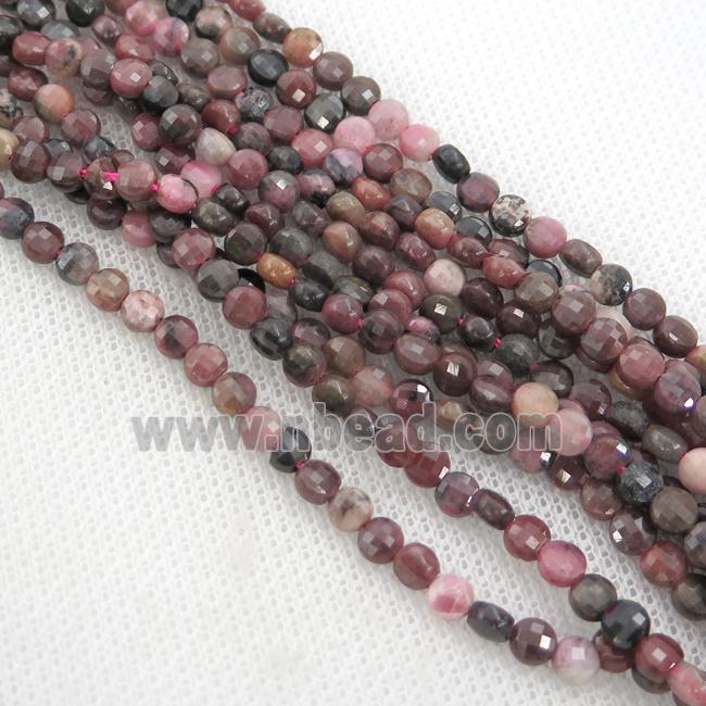 Rhodonite Beads, faceted circle