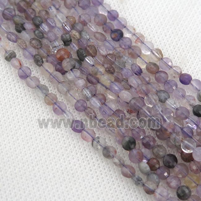 Super7 Quartz Beads, faceted coin