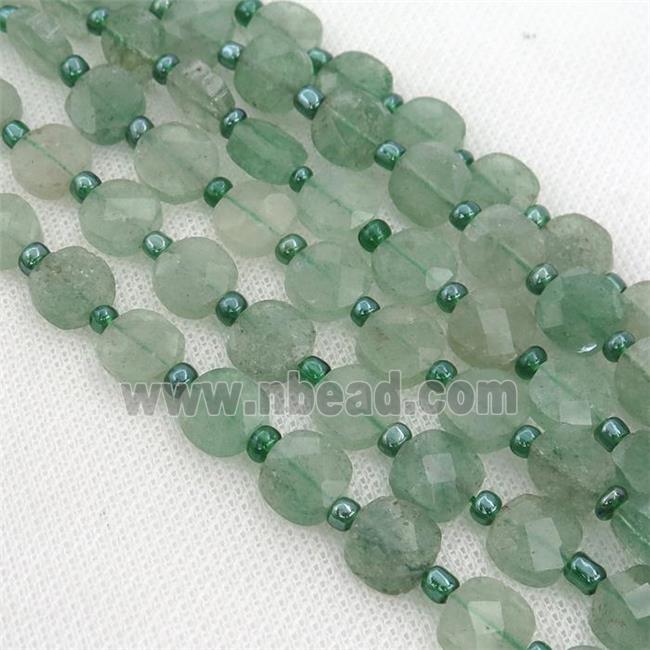 green Strawberry Quartz Beads, faceted square