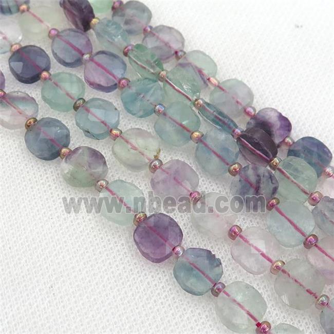 multicolor Fluorite Beads, faceted square