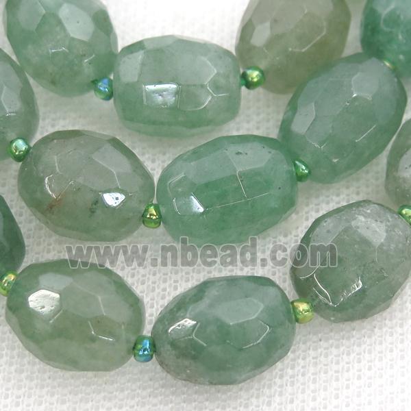 green Strawberry Quartz beads, faceted freeform