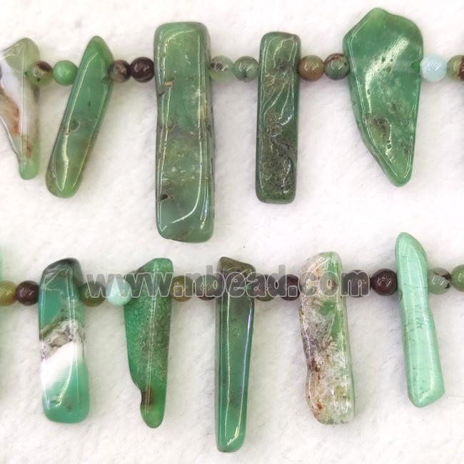 green Australian Chrysoprase stick beads