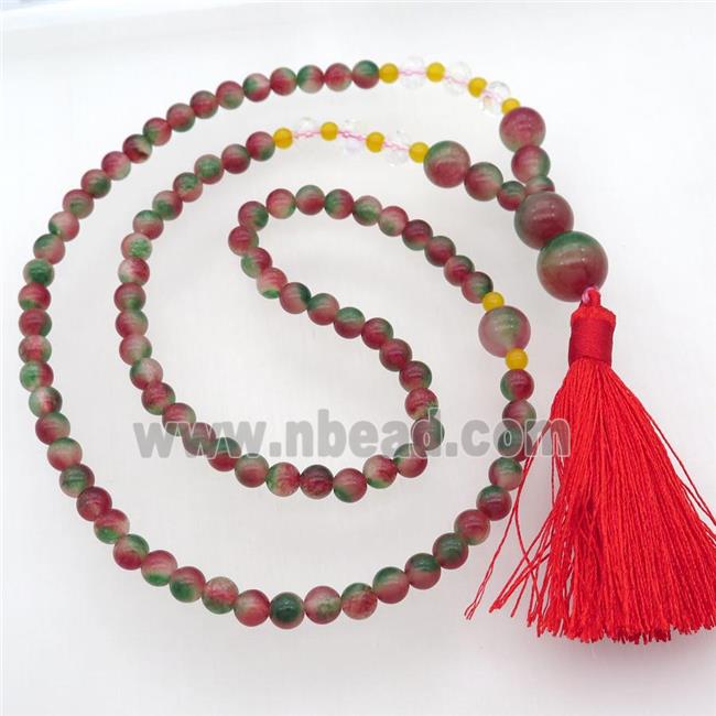 dichromatic Malaysia Jade Necklaces with tassel