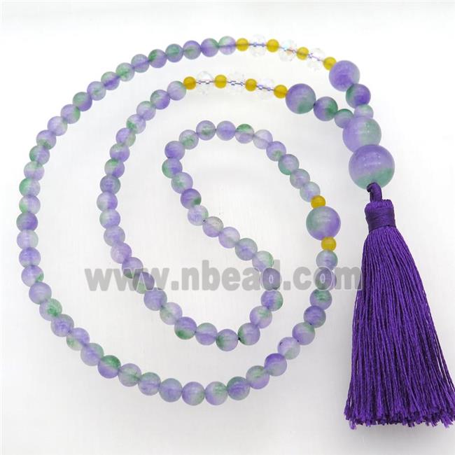 dichromatic Malaysia Jade Necklaces with tassel