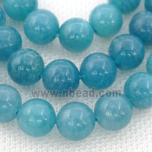 round Amazonite Beads, blue treated