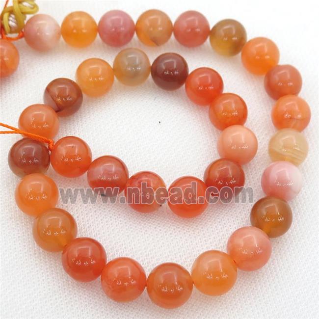 red Chalcedony Beads, round