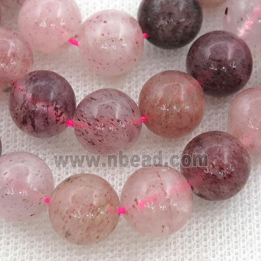 pink Strawberry Quartz Beads, round