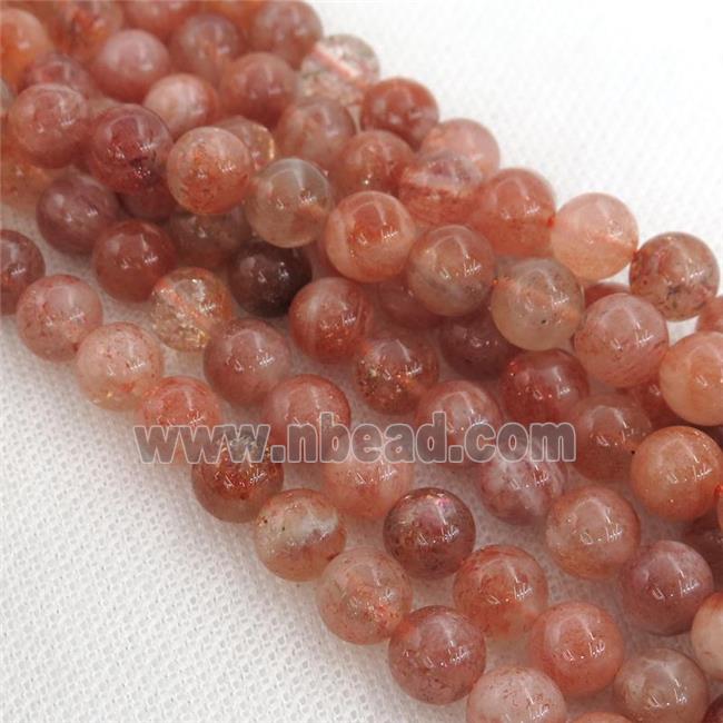 orange SunStone Beads, round, A-grade