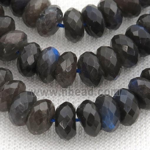 black Labradorite Beads, faceted rondelle